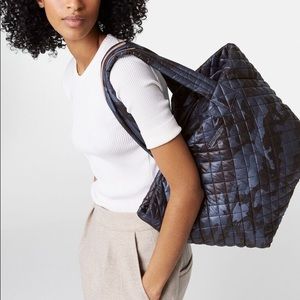 MZ Wallace quilted dark blue medium metro tote.